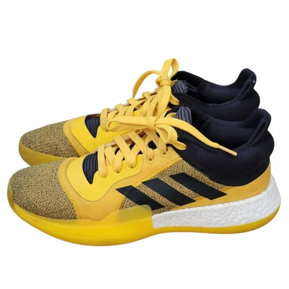 adidas Marquee Boost Low Men's Basketball Sneakers Yellow Black Size 11.5